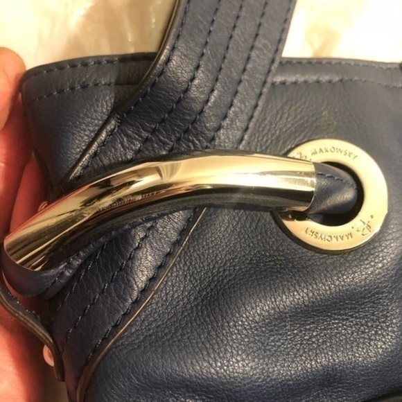 B makowsky blue leather zipper tote bag - Picture 2 of 11